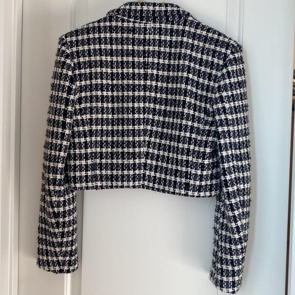 Double breasted plaid cropped blazer - Picture 3 of 6